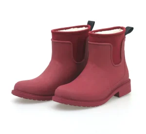 YL3587 Fashion Red Mid Calf Thermal Rubber Water Resistant Women’s Rain Boots for Ladies
