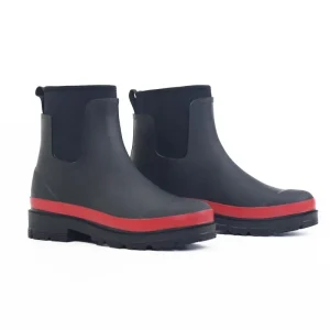 YL384 Black Outdoor Water Resistant Women’s Ankle Neoprener Rubber Rain Shoes Boots for Ladies