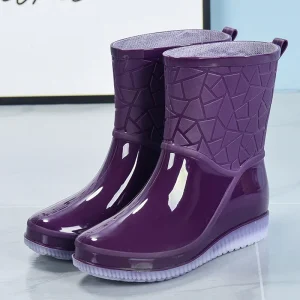 YL6036 Women’s Rain Boots Non slip New Short Tube Midi PVC Waterproof Shoes Thick Bottom Water Boots for Women