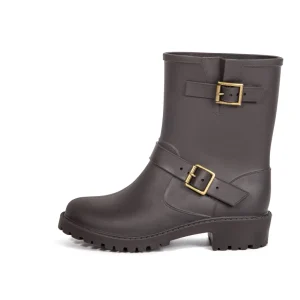 YL7092 Women’s Fashion Waterproof Rain Boots Black Elastic Short Rain Boots Women Shoes