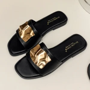 ZAZB Summer New Exquisite Flat Sandals Women’s Roman Flat Slippers