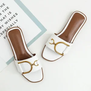 Zapatos Woman Shoes New Outdoor Ladies Square Toe Summer Beach Slides Flat Sandals for Women