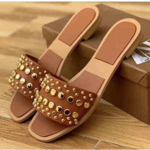 Zapatos Woman Shoes New Outdoor Ladies Square Toe Summer Beach Slides Flat Sandals for Women
