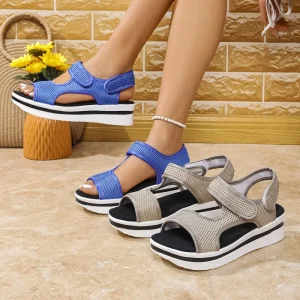 ashion Spring and Summer New-word Sals Womens Plus Size Casual Wedge Thick-soled Breathable Loop Roman Women231 231 231