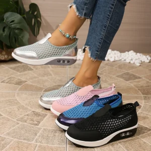 for Outdoor Summer Breathable Lightweight Mesh Sports Wedge Sneakers Plus Size Womens Slip On Low Heel
