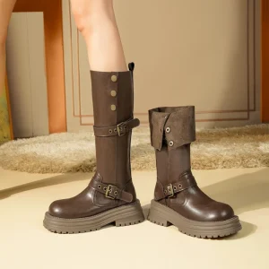 women Winter High Heel Boots woman Thick Bottom Height Increasing thermal boots
